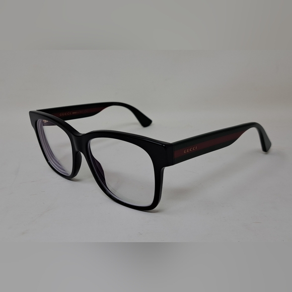 Gucci Women's Eyeglasses Glasses Unisex Black Striped GG0342OS 004 56-18-150 - Picture 15 of 16
